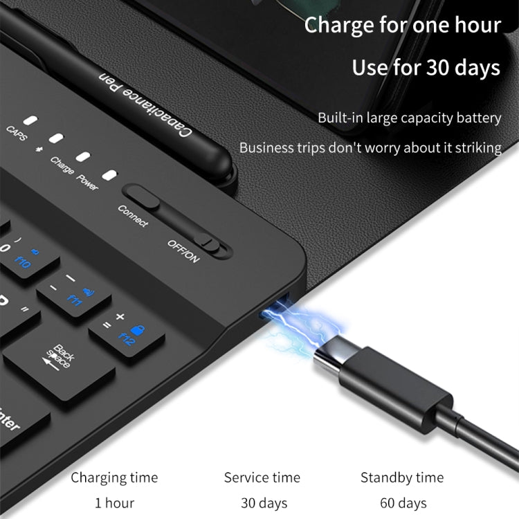 For Samsung Galaxy Z Fold5 GKK Gear Adjustment Bluetooth Keyboard Leather Case with Pen + Keyboard + Mouse + Case(Carbon Fibre) - Samsung Keyboard by GKK | Online Shopping South Africa | PMC TechLife