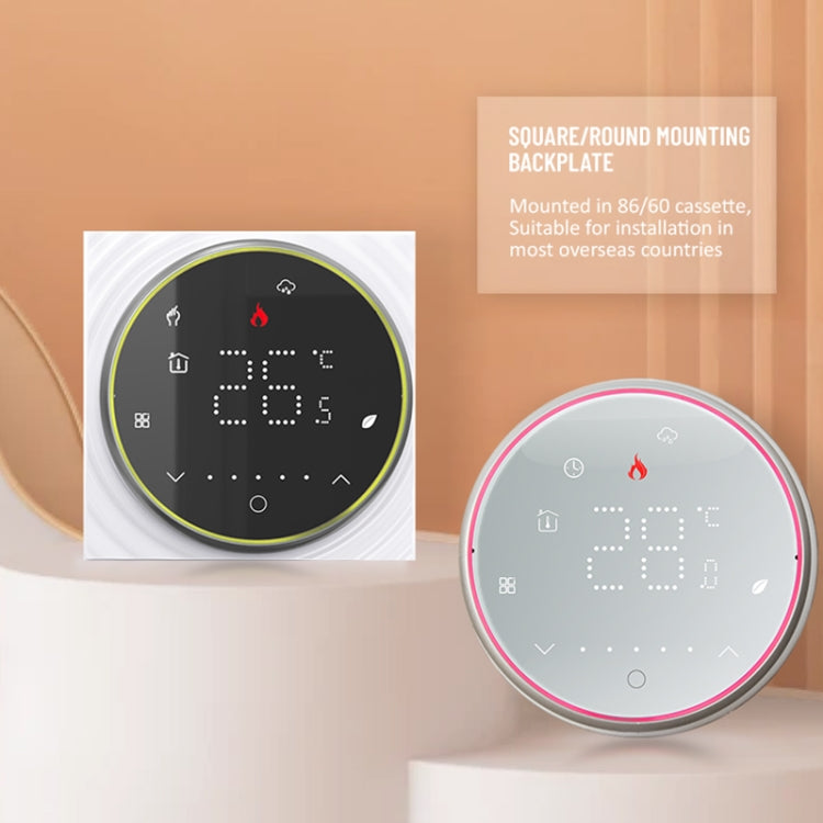BHT-6001GBL 95-240V AC 16A Smart Round Thermostat Electric Heating LED Thermostat Without WiFi(White) - Thermostat & Thermometer by PMC TechLife | Online Shopping South Africa | PMC TechLife