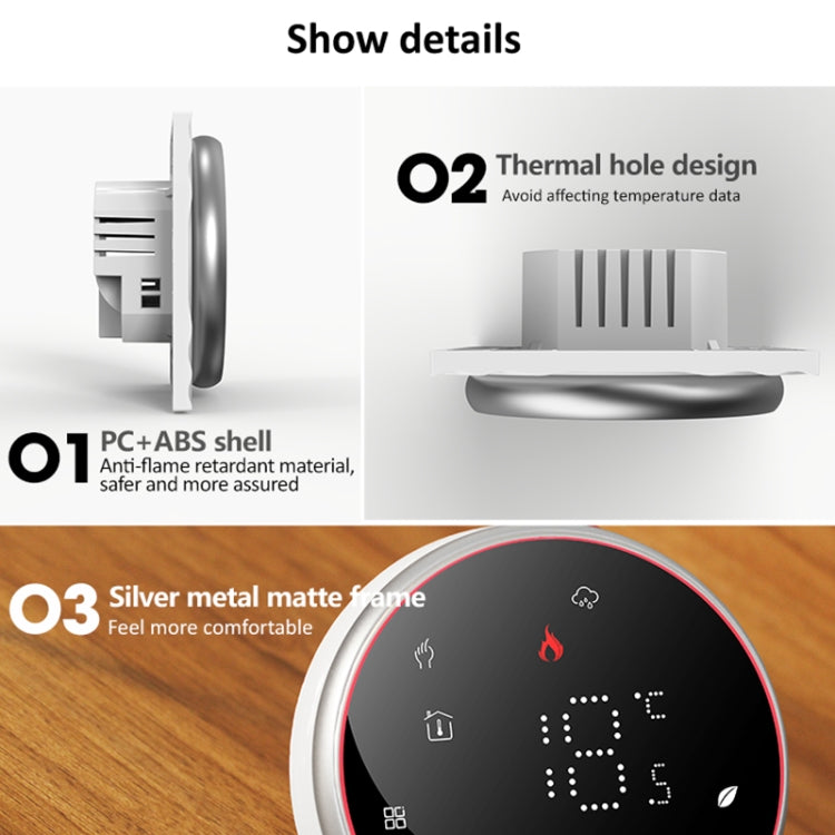 BHT-6001GBL 95-240V AC 16A Smart Round Thermostat Electric Heating LED Thermostat Without WiFi(White) - Thermostat & Thermometer by PMC TechLife | Online Shopping South Africa | PMC TechLife
