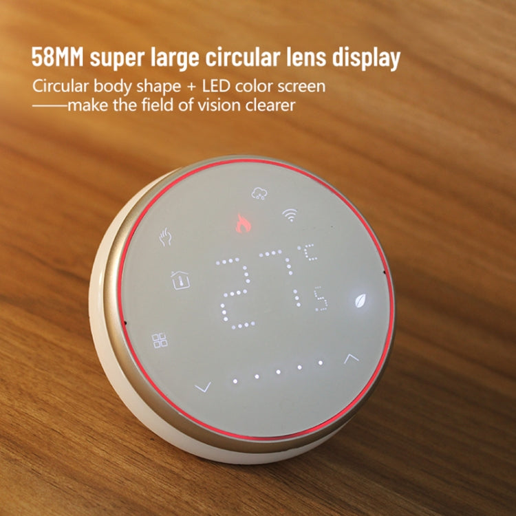 BHT-6001GCLW 95-240V AC 5A Smart Round Thermostat Boiler Heating LED Thermostat With WiFi(White) - Thermostat & Thermometer by PMC TechLife | Online Shopping South Africa | PMC TechLife