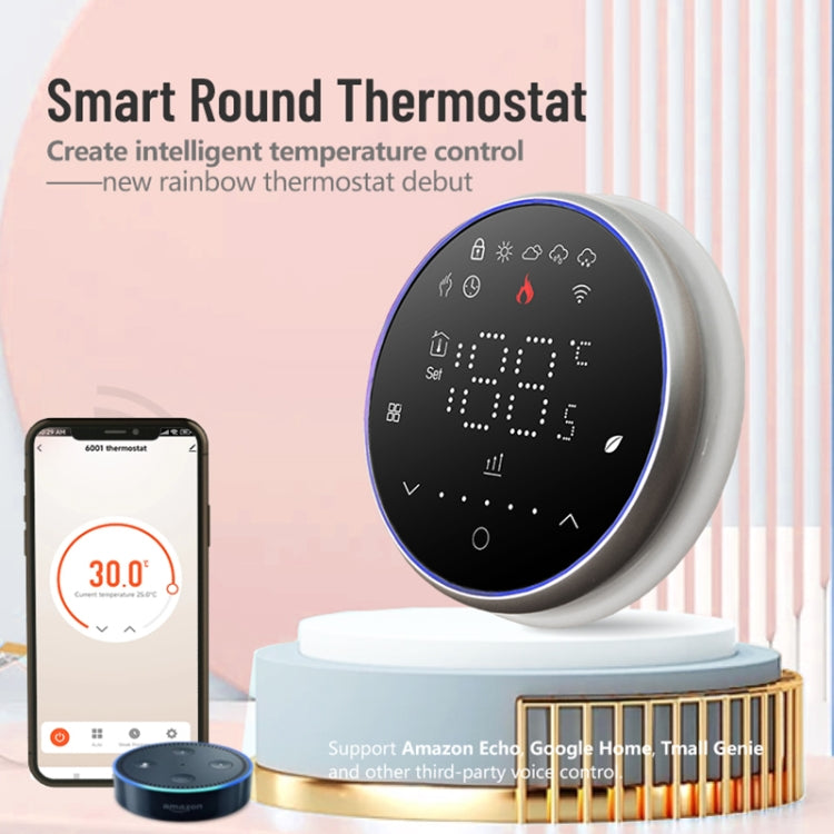 BHT-6001GCLW 95-240V AC 5A Smart Round Thermostat Boiler Heating LED Thermostat With WiFi(White) - Thermostat & Thermometer by PMC TechLife | Online Shopping South Africa | PMC TechLife