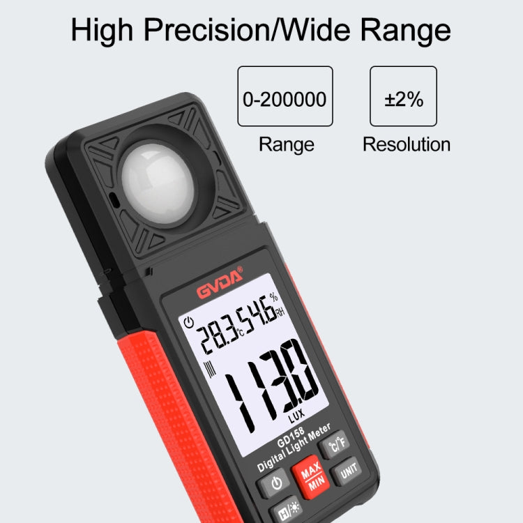 GVDA GD158 200000Lux Digital Light Meter Tester Brightness Photometer - free shipping - PMC TechLife - Order now!