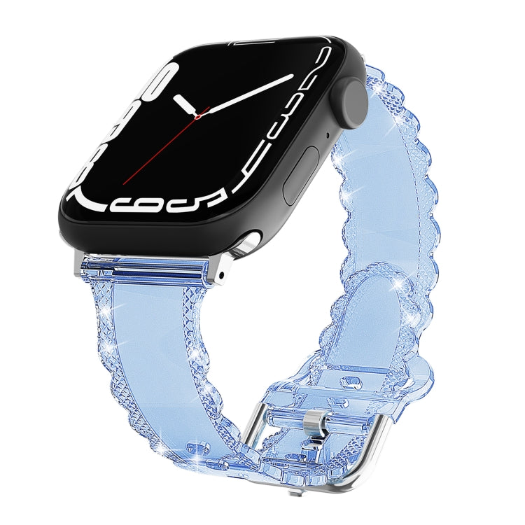 For Apple Watch 5 40mm Diamond Texture Lace Clear TPU Watch Band(Blue) - Watch Bands by PMC TechLife | Online Shopping South Africa | PMC TechLife