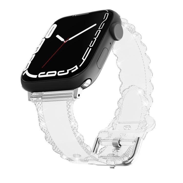 For Apple Watch 38mm Diamond Texture Lace Clear TPU Watch Band(Transparent) - Watch Bands by PMC TechLife | Online Shopping South Africa | PMC TechLife