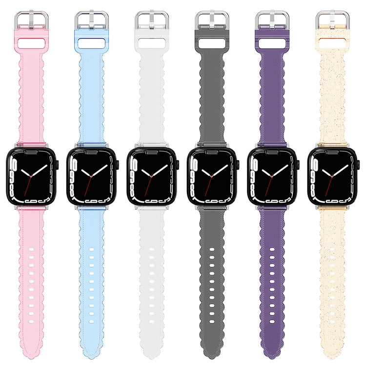 For Apple Watch Ultra 49mm Diamond Texture Lace Clear TPU Watch Band(Gold) - Watch Bands by PMC TechLife | Online Shopping South Africa | PMC TechLife