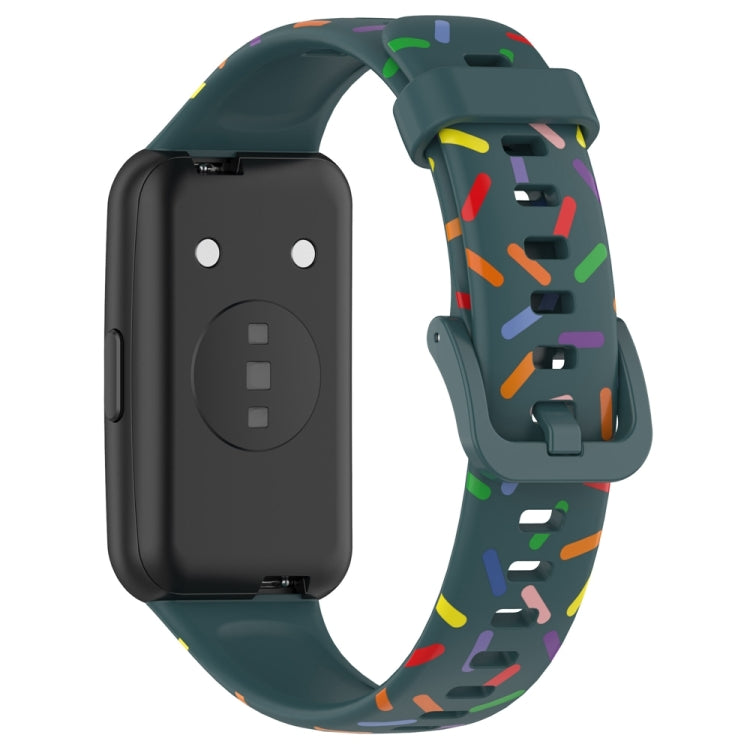 For Huawei Band 7 Sports Rainbow Dots Silicone Watch Band(Dark Green) - Watch Bands by PMC TechLife | Online Shopping South Africa | PMC TechLife