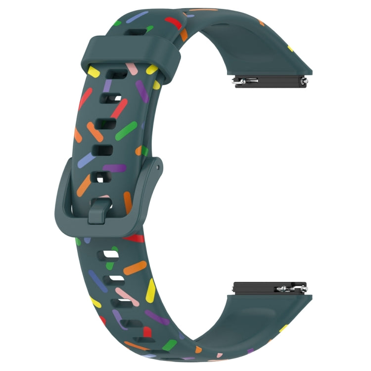 For Huawei Band 7 Sports Rainbow Dots Silicone Watch Band(Dark Green) - Watch Bands by PMC TechLife | Online Shopping South Africa | PMC TechLife