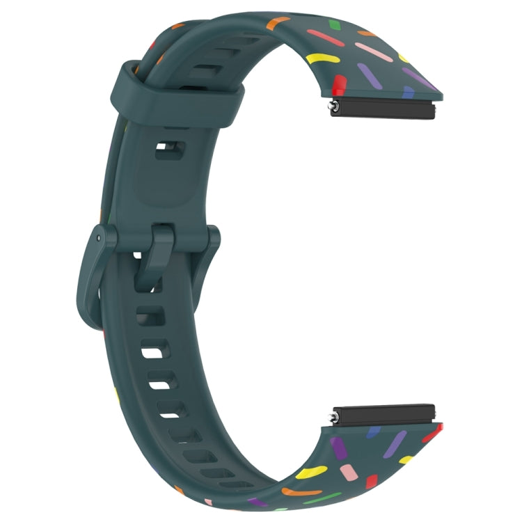 For Huawei Band 7 Sports Rainbow Dots Silicone Watch Band(Dark Green) - Watch Bands by PMC TechLife | Online Shopping South Africa | PMC TechLife