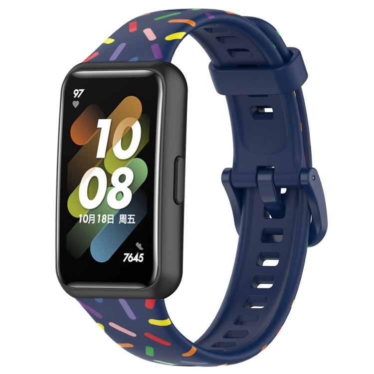 For Huawei Band 7 Sports Rainbow Dots Silicone Watch Band(Midnight Blue) - Watch Bands by PMC TechLife | Online Shopping South Africa | PMC TechLife