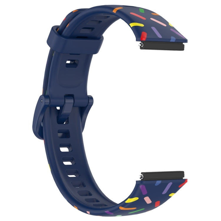 For Huawei Band 7 Sports Rainbow Dots Silicone Watch Band(Midnight Blue) - Watch Bands by PMC TechLife | Online Shopping South Africa | PMC TechLife