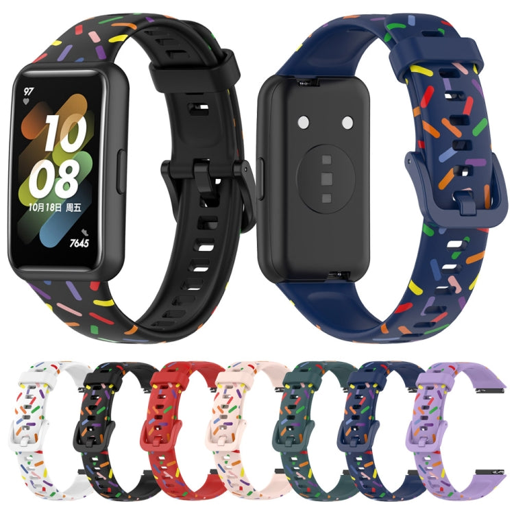 For Huawei Band 7 Sports Rainbow Dots Silicone Watch Band(Dark Green) - Watch Bands by PMC TechLife | Online Shopping South Africa | PMC TechLife