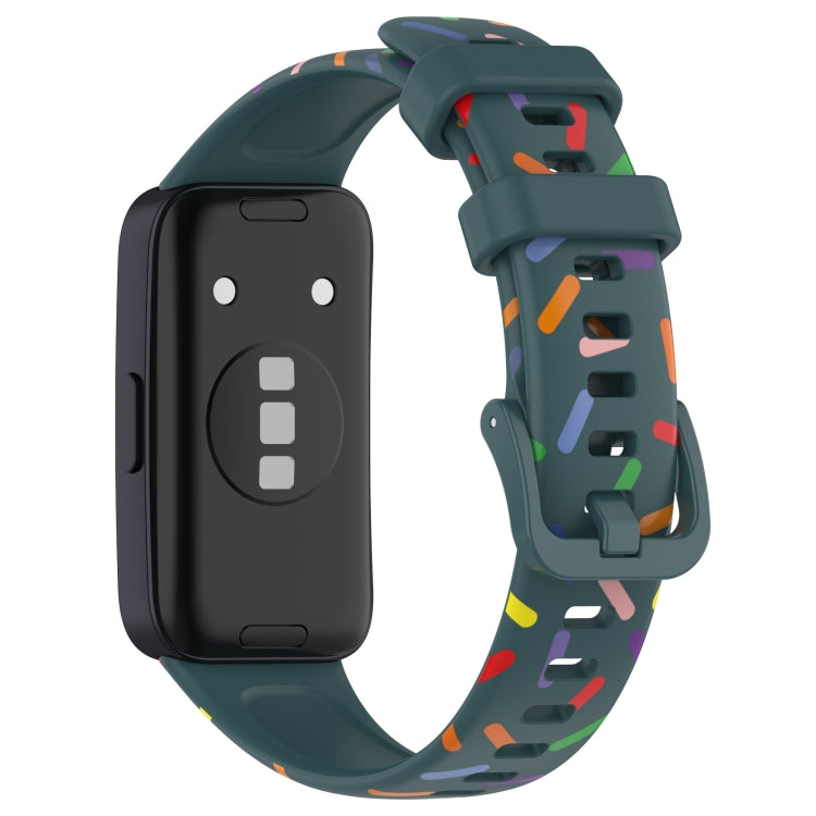 For Huawei Band 8 Sports Rainbow Dots Silicone Watch Band(Dark Green) - Watch Bands by PMC TechLife | Online Shopping South Africa | PMC TechLife