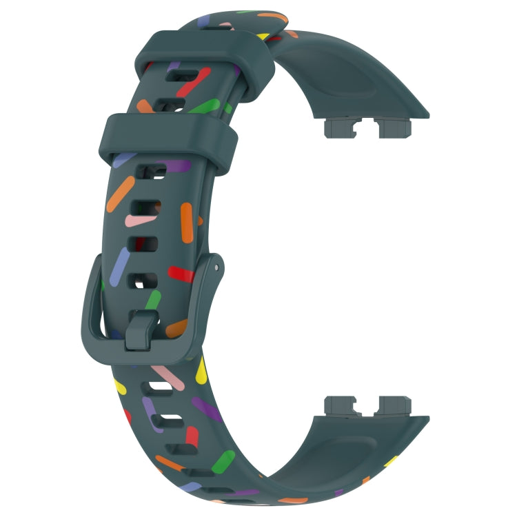 For Huawei Band 8 Sports Rainbow Dots Silicone Watch Band(Dark Green) - Watch Bands by PMC TechLife | Online Shopping South Africa | PMC TechLife