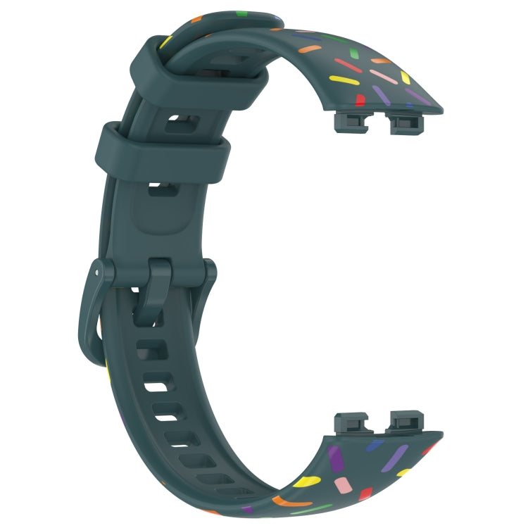 For Huawei Band 8 Sports Rainbow Dots Silicone Watch Band(Dark Green) - Watch Bands by PMC TechLife | Online Shopping South Africa | PMC TechLife