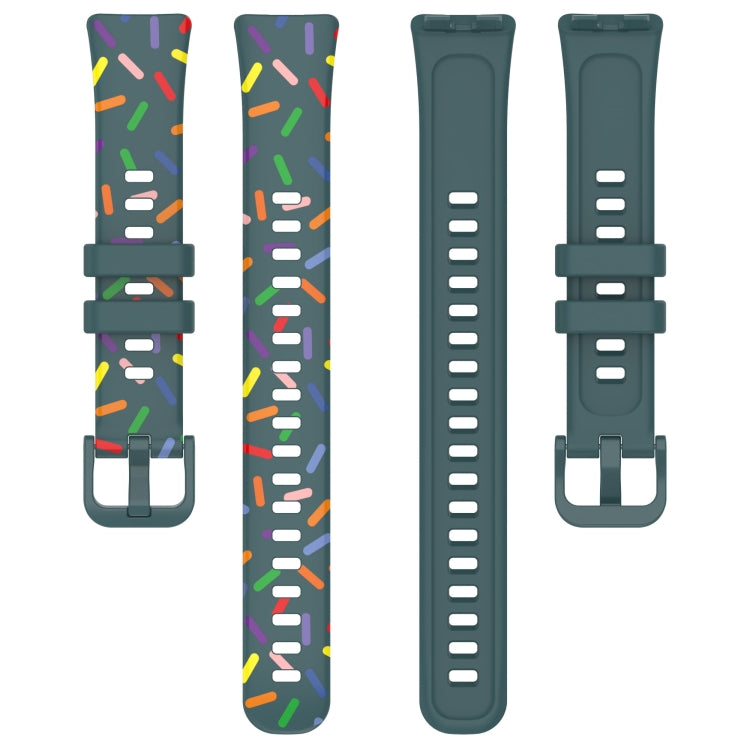 For Huawei Band 8 Sports Rainbow Dots Silicone Watch Band(Dark Green) - Watch Bands by PMC TechLife | Online Shopping South Africa | PMC TechLife