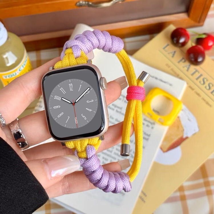For Apple Watch Ultra 49mm Twist Knotted Nylon Watch Band(Purple Yellow) - Watch Bands by PMC TechLife | Online Shopping South Africa | PMC TechLife