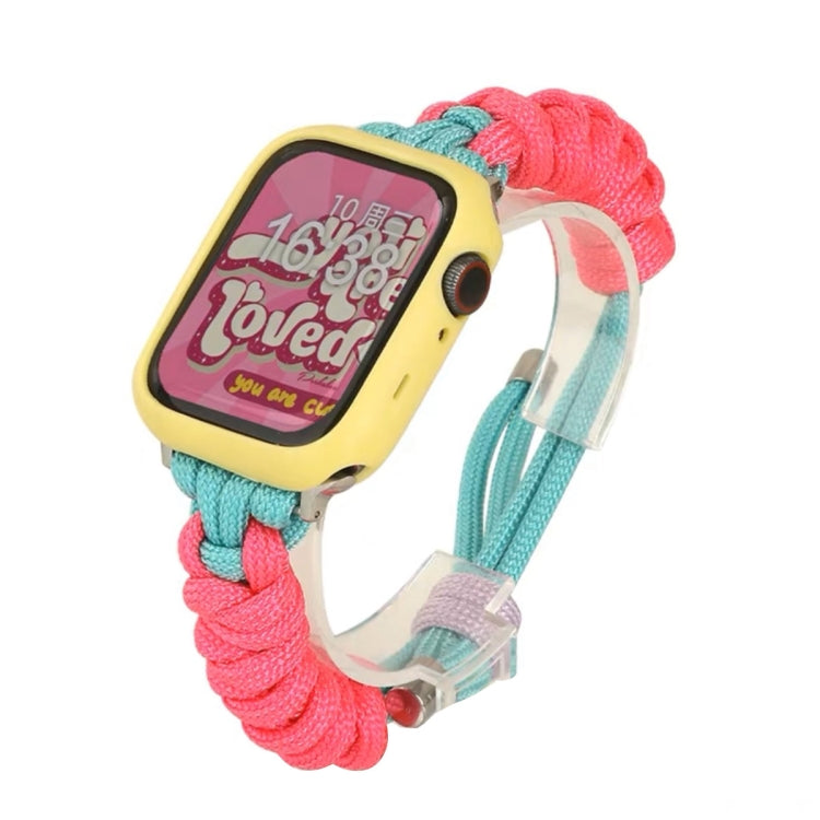 For Apple Watch 8 41mm Twist Knotted Nylon Watch Band(Rose Red Mint Green) - Watch Bands by PMC TechLife | Online Shopping South Africa | PMC TechLife
