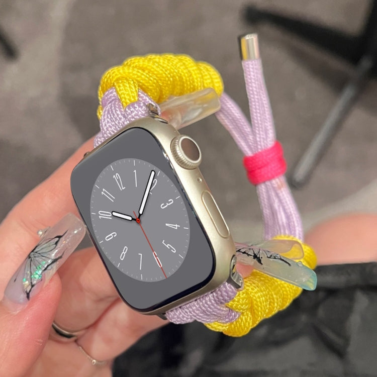 For Apple Watch SE 2022 40mm Twist Knotted Nylon Watch Band(Yellow Purple) - Watch Bands by PMC TechLife | Online Shopping South Africa | PMC TechLife