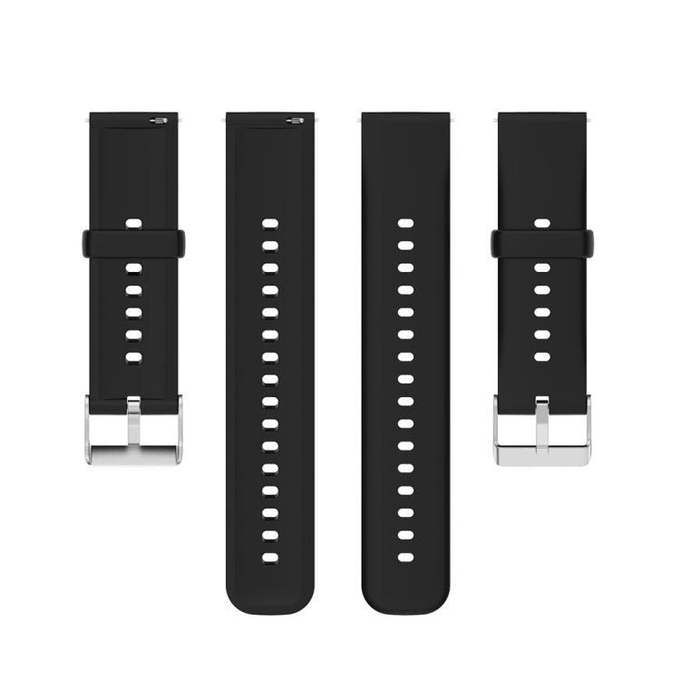 For Huawei Watch 4 / Watch 4 Pro Solid Color Silicone Stainless Steel Silver Buckle Watch Band(Black) - Watch Bands by PMC TechLife | Online Shopping South Africa | PMC TechLife