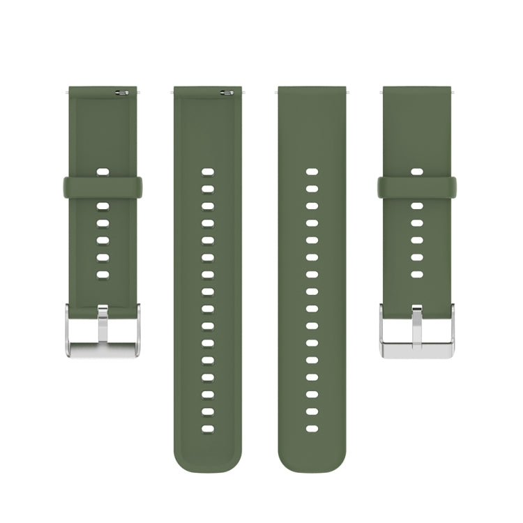 For Huawei Watch 4 / Watch 4 Pro Solid Color Silicone Stainless Steel Silver Buckle Watch Band(Dark Green) - Watch Bands by PMC TechLife | Online Shopping South Africa | PMC TechLife
