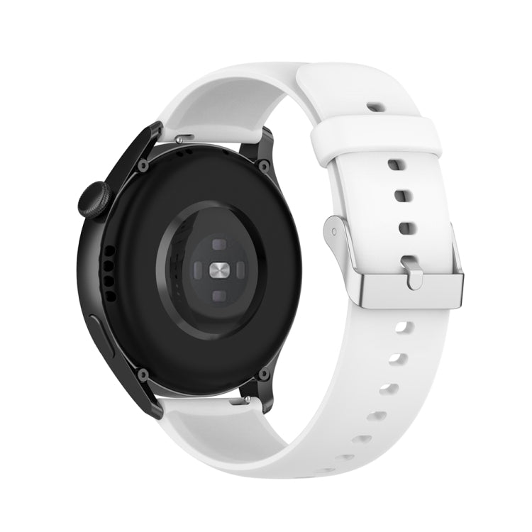 For Huawei Watch 4 / Watch 4 Pro Solid Color Silicone Stainless Steel Silver Buckle Watch Band(White) - Watch Bands by PMC TechLife | Online Shopping South Africa | PMC TechLife