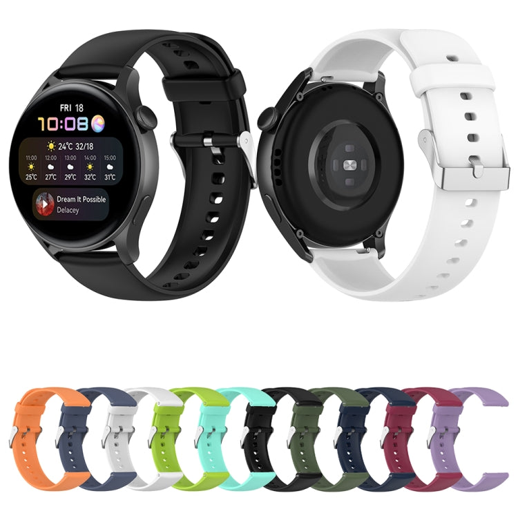 For Huawei Watch 4 / Watch 4 Pro Solid Color Silicone Stainless Steel Silver Buckle Watch Band(Black) - Watch Bands by PMC TechLife | Online Shopping South Africa | PMC TechLife