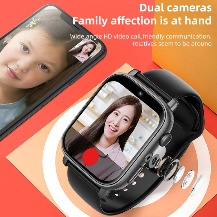 UNIWA X1S 1.9 inch IP67 Waterproof 4G Android 8.1 Dual Cameras Smart Watch Support Temperature Measurement, Specification:1G+8G(Black) - Android Watch by UNIWA | Online Shopping South Africa | PMC TechLife
