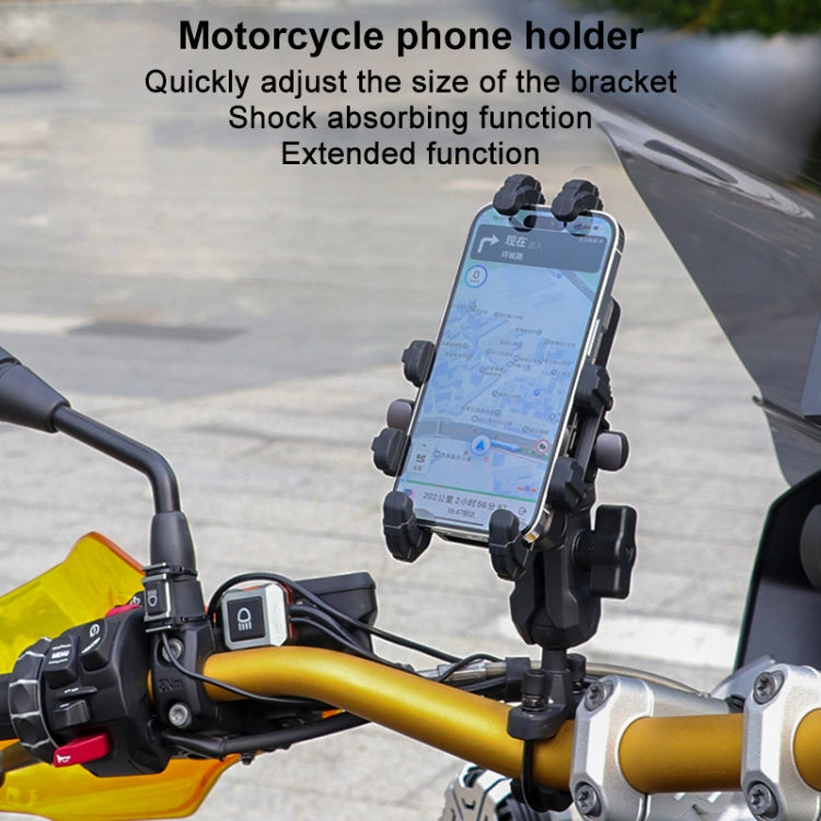 MOTOSLG Crab Motorcycle Phone Clamp Bracket O-Type Rear Mirror Mount with Anti-theft Lock(Black) - Holder by MOTOLSG | Online Shopping South Africa | PMC TechLife | Buy Now Pay Later Mobicred