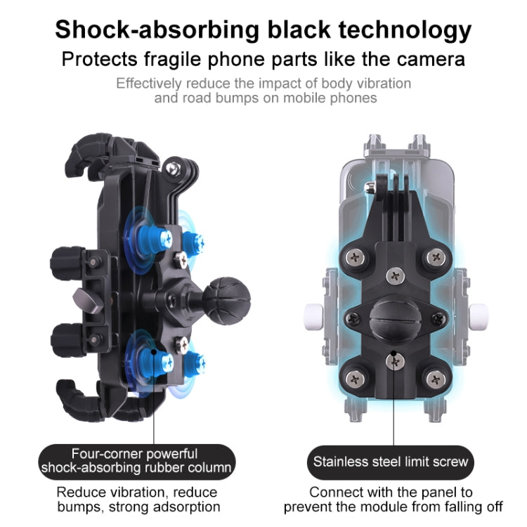 MOTOSLG Crab Motorcycle Phone Clamp Bracket O-Type Rear Mirror Mount with Anti-theft Lock(Black) - Holder by MOTOLSG | Online Shopping South Africa | PMC TechLife | Buy Now Pay Later Mobicred