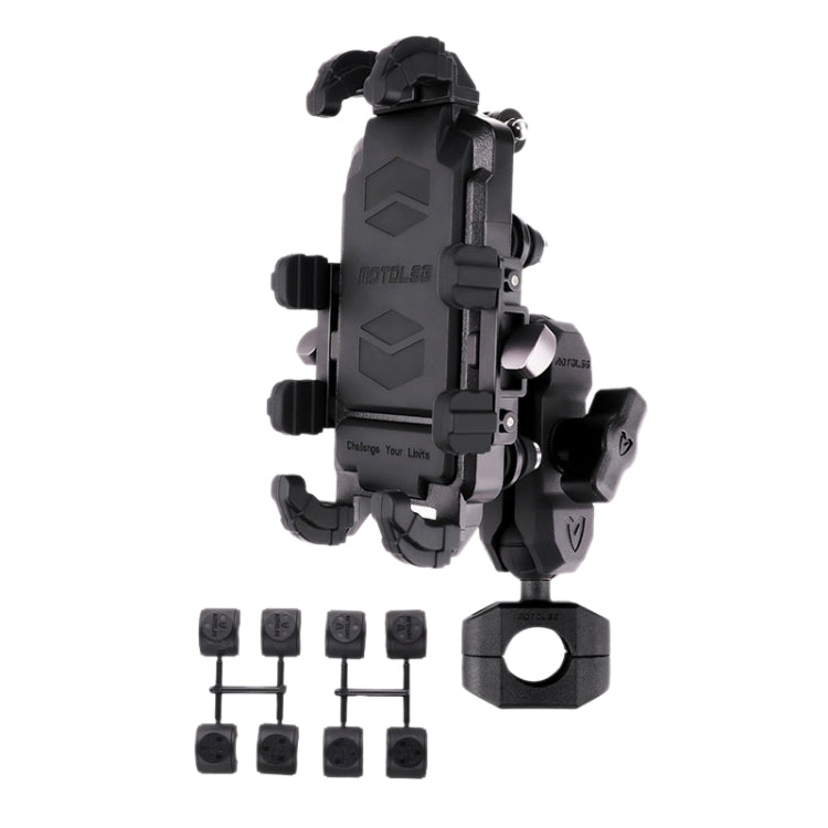 MOTOSLG Crab Motorcycle Phone Clamp Bracket O-Type Rear Mirror Mount(Black) - Holder by MOTOLSG | Online Shopping South Africa | PMC TechLife | Buy Now Pay Later Mobicred