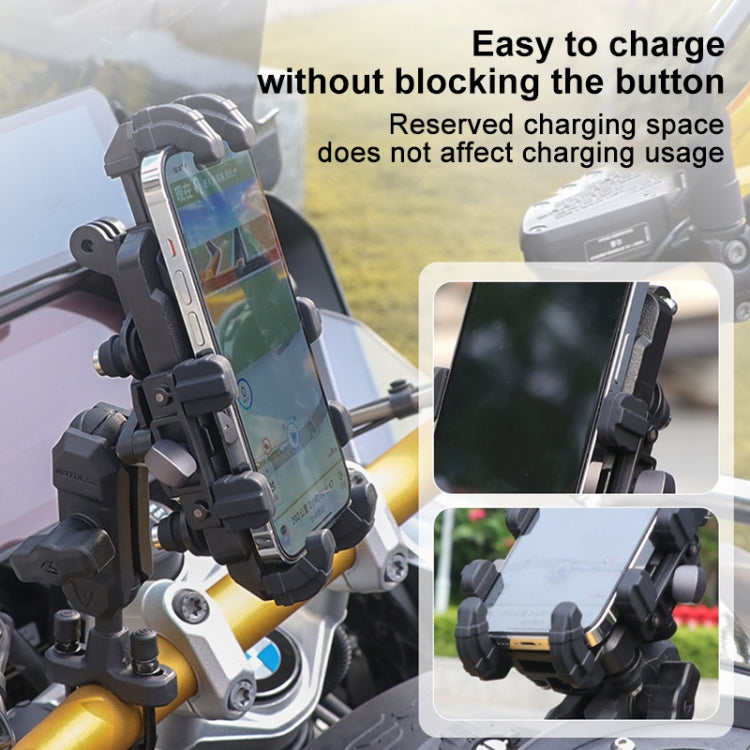 MOTOSLG Crab Motorcycle Phone Clamp Bracket O-Type Rear Mirror Mount(Black) - Holder by MOTOLSG | Online Shopping South Africa | PMC TechLife | Buy Now Pay Later Mobicred