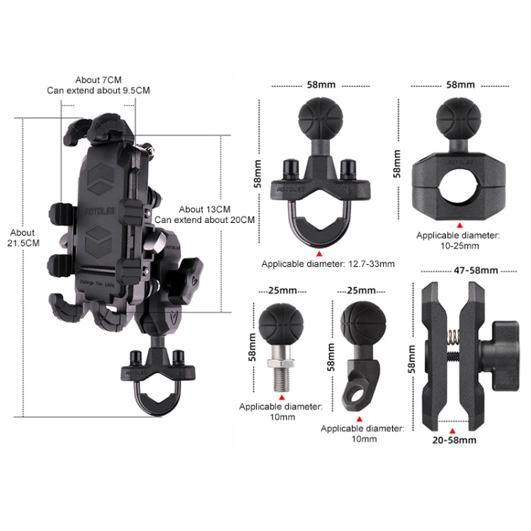 MOTOSLG Crab Motorcycle Phone Clamp Bracket L-Type Rear Mirror Mount with Anti-theft Lock(Black) - free shipping - PMC TechLife - Order now!
