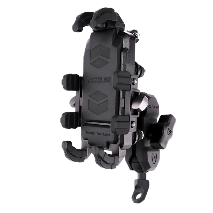 MOTOSLG Crab Motorcycle Phone Clamp Bracket L-Type Rear Mirror Mount(Black) - Holder by MOTOLSG | Online Shopping South Africa | PMC TechLife | Buy Now Pay Later Mobicred