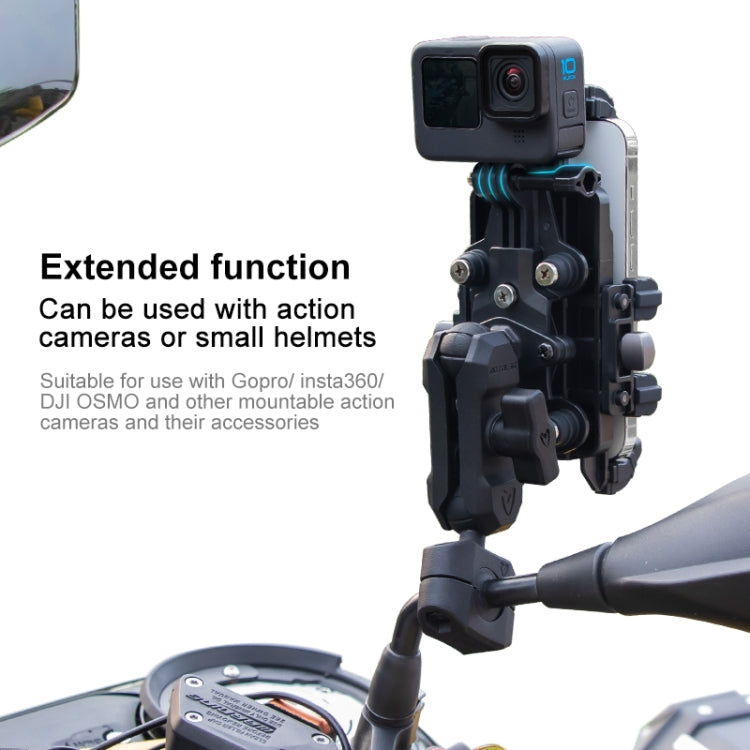 MOTOSLG Crab Motorcycle Phone Clamp Bracket M10 Ballhead Mount(Black) - Holder by MOTOLSG | Online Shopping South Africa | PMC TechLife | Buy Now Pay Later Mobicred
