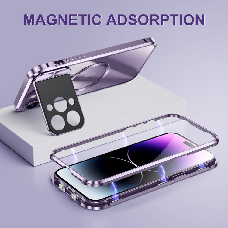 For iPhone 15 Pro Max Large Window Holder MagSafe Magnetic Metal Phone Case(Yellow) - free shipping - PMC TechLife - Order now!