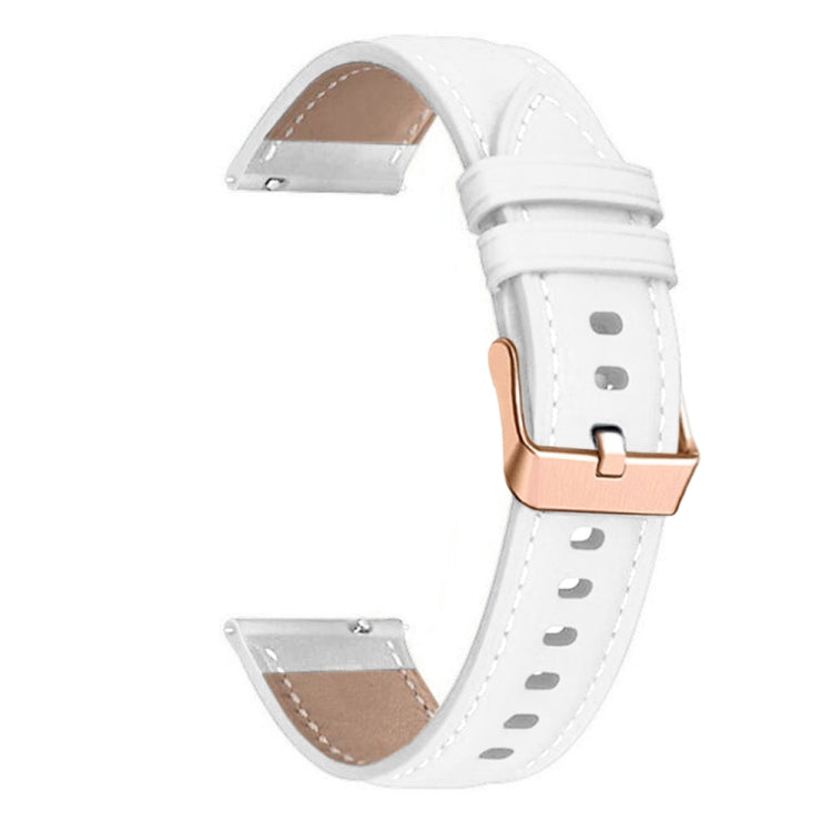 For Garmin Venu / SQ / SQ2 / Venu 2 Plus 20mm Rose Gold Buckle Genuine Leather Watch Band(White) - Watch Bands by PMC TechLife | Online Shopping South Africa | PMC TechLife