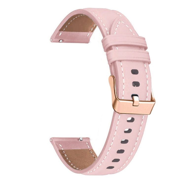 For Garmin Venu / SQ / SQ2 / Venu 2 Plus 20mm Rose Gold Buckle Genuine Leather Watch Band(Pink) - Watch Bands by PMC TechLife | Online Shopping South Africa | PMC TechLife