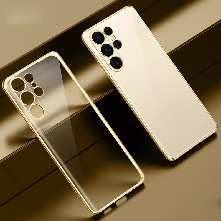 For Samsung Galaxy S23 Ultra 5G SULADA Shockproof Plating TPU Transparent Phone Case(Gold) - Galaxy S23 Ultra 5G Cases by SULADA | Online Shopping South Africa | PMC TechLife | Buy Now Pay Later Mobicred