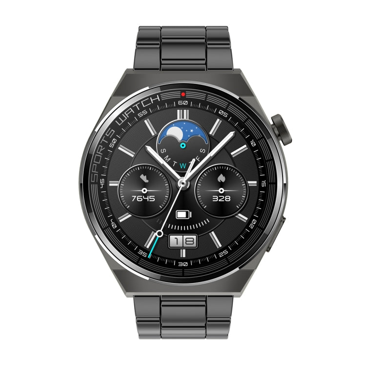 KT62 1.36 inch TFT Round Screen Smart Watch Supports Bluetooth Call/Blood Oxygen Monitoring, Strap:Steel Strap(Black) - Smart Watches by PMC TechLife | Online Shopping South Africa | PMC TechLife