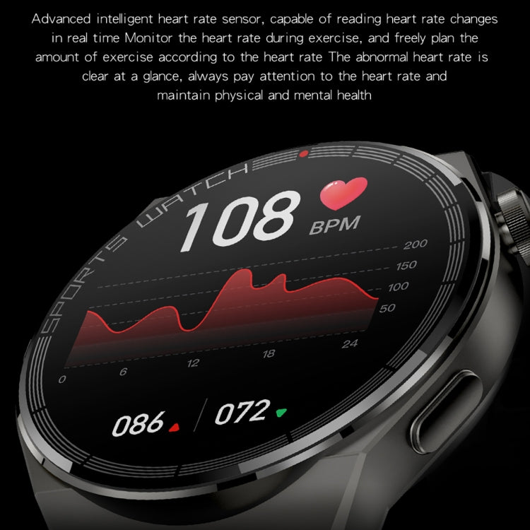 KT62 1.36 inch TFT Round Screen Smart Watch Supports Bluetooth Call/Blood Oxygen Monitoring, Strap:Steel Strap(Black) - Smart Watches by PMC TechLife | Online Shopping South Africa | PMC TechLife