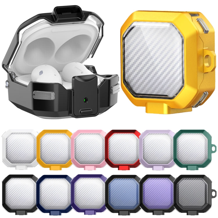 For Samsung Buds Live / Buds2 / Pro / 2Pro TPU + PC Transparent Carbon Fiber Wireless Earphones Protective Case With Switch(Yellow) - Samsung Earphone Case by PMC TechLife | Online Shopping South Africa | PMC TechLife