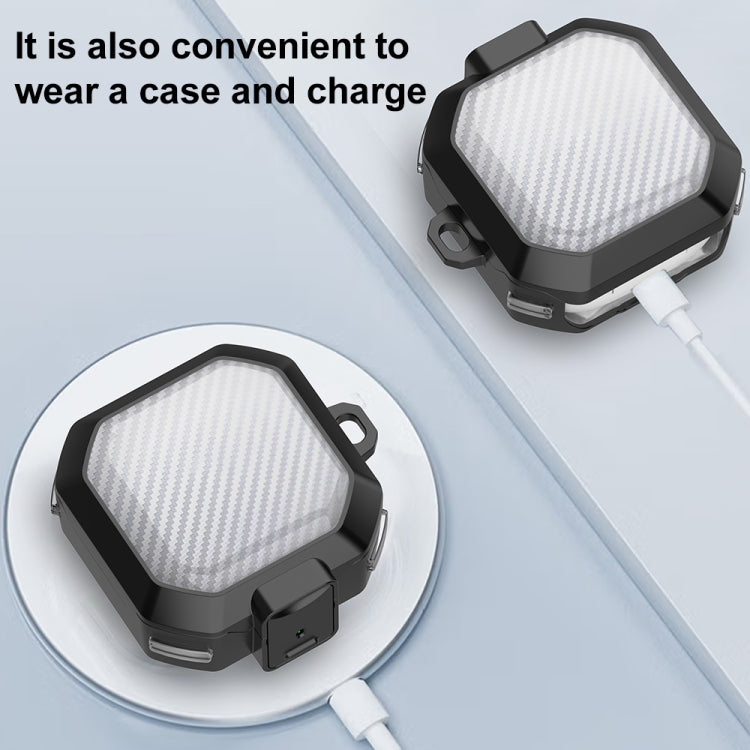 For Samsung Buds Live / Buds2 / Pro / 2Pro TPU + PC Transparent Carbon Fiber Wireless Earphones Protective Case With Switch(Black) - free shipping - PMC TechLife - Order now!