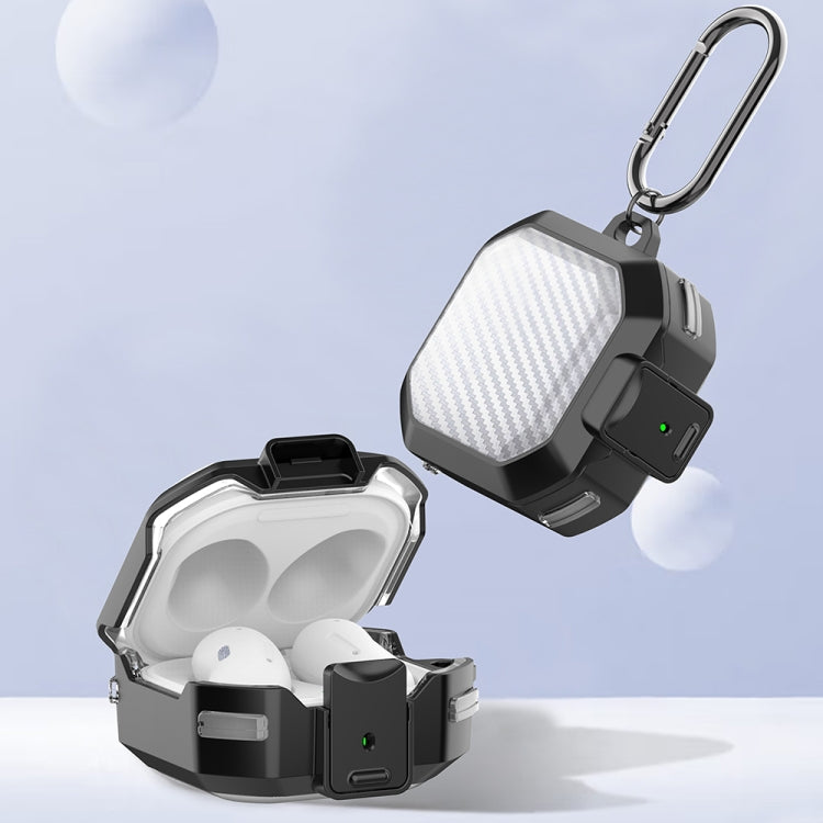 For Samsung Buds Live / Buds2 / Pro / 2Pro TPU + PC Transparent Carbon Fiber Wireless Earphones Protective Case With Switch(Black) - free shipping - PMC TechLife - Order now!