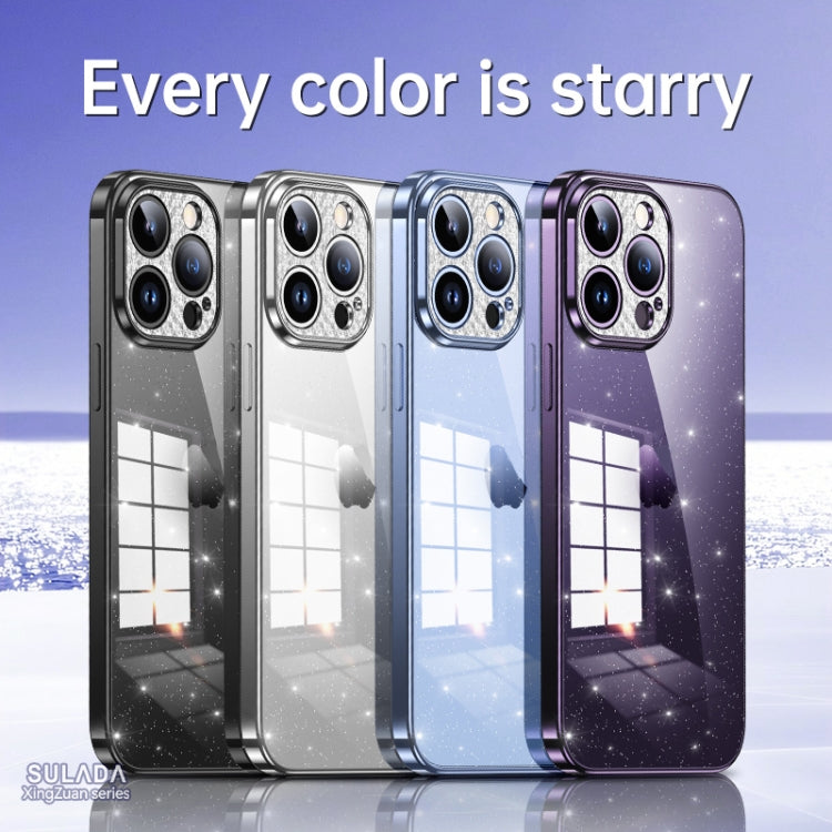 For iPhone 12 SULADA Electroplated Transparent Glittery TPU Phone Case(Purple) - free shipping - PMC TechLife - Order now!