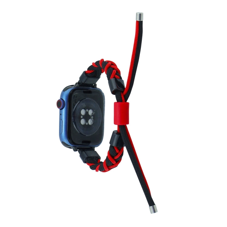 Silicone Bean Braided Cord Nylon Watch Band For Apple Watch 9 41mm(Black Red) - free shipping - PMC TechLife - Order now!