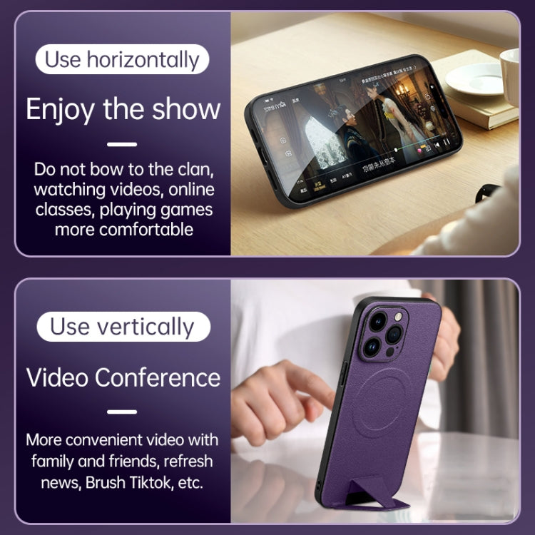 For iPhone 14 Pro SULADA Folding Holder Lambskin Texture MagSafe Phone Case(Green) - iPhone 14 Pro Cases by SULADA | Online Shopping South Africa | PMC TechLife