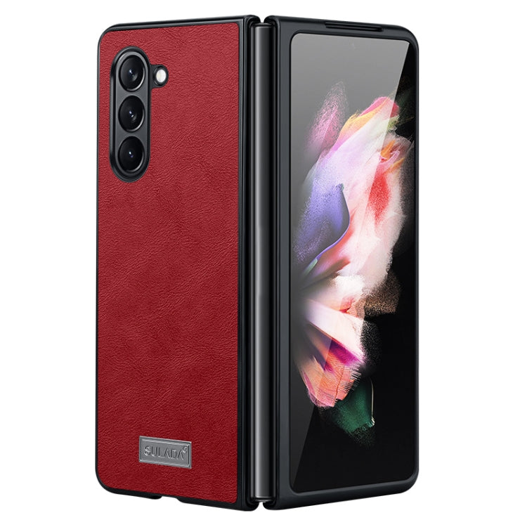 For Samsung Galaxy Z Fold5 SULADA Shockproof TPU + Handmade Leather Phone Case(Red) - Galaxy Z Fold5 Cases by SULADA | Online Shopping South Africa | PMC TechLife