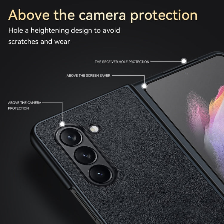 For Samsung Galaxy Z Fold5 SULADA Shockproof TPU + Handmade Leather Phone Case(Brown) - Galaxy Z Fold5 Cases by SULADA | Online Shopping South Africa | PMC TechLife | Buy Now Pay Later Mobicred