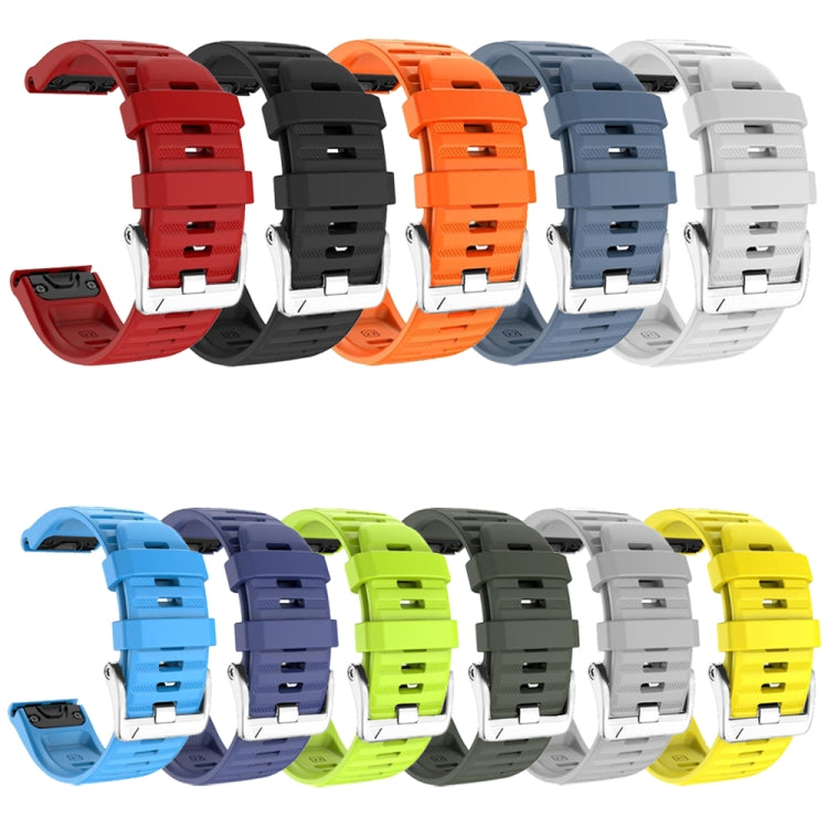 Compatible with Garmin Tactix 7 Pro / Fenix 7X / 6X Pro 26mm Screw Silver Steel Buckle Silicone Watch Band(Army Green) - free shipping - PMC TechLife - Order now!