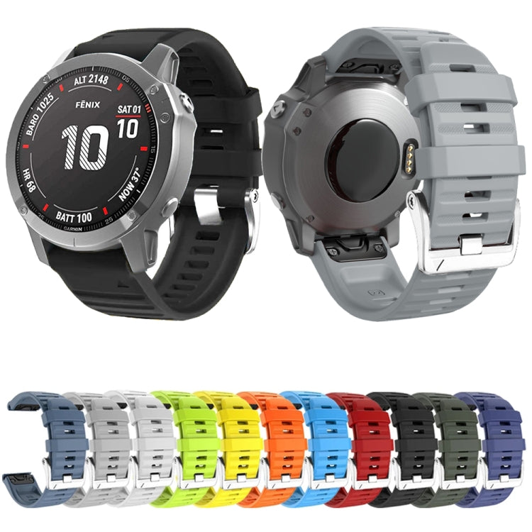 Compatible with Garmin Tactix 7 Pro / Fenix 7X / 6X Pro 26mm Screw Silver Steel Buckle Silicone Watch Band(Army Green) - free shipping - PMC TechLife - Order now!